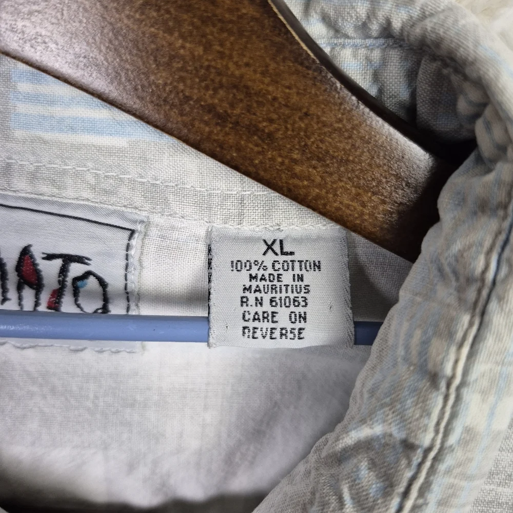Vtg Tomato Mens XL Gray Plaid Grid Check‎ Hidden Button Up Shirt 90s Y2K Skater